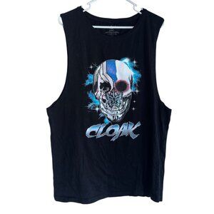 Cloak Muscle Tank Top Shirt Men's XL Sleeveless Black Skull Butterfly Metal